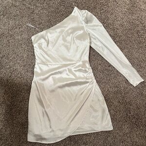 One Shoulder Satin Dress🤍